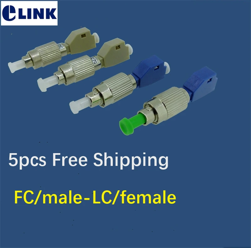 5pcs NEW FC-LC Male to Female Hybrid Fiber Optical Adapter Converter Connector