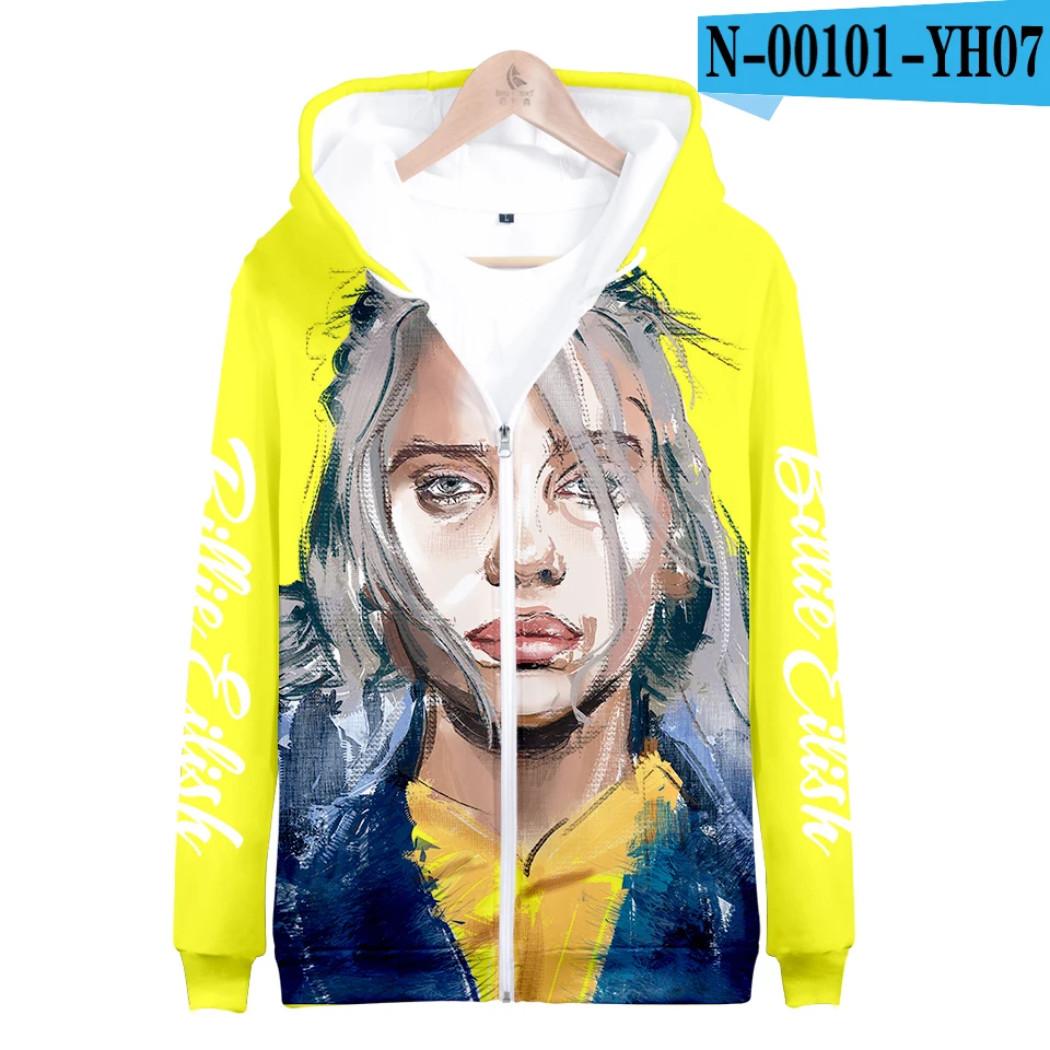 Billie Eilish harajuku 3D толстовки на молнии Modis K pop толстовка Bangtan для мальчиков и девочек толстовки для фанатов женские/мужские повседневные толстовки на молнии - Цвет: 3D