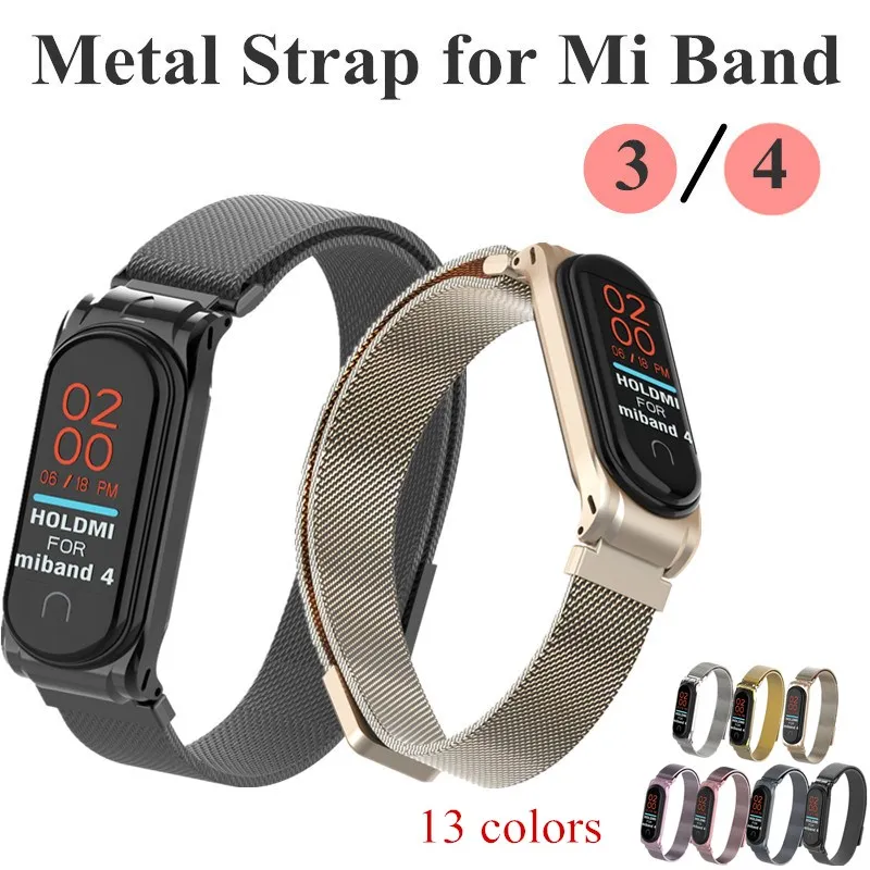 Mi Band 4 3 металлический ремешок магнитная пряжка браслет на запястье NFC ремни браслет из нержавеющей стали для Xiao mi Band 3 4