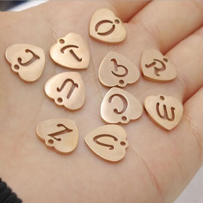 

10pcs/lot Stainless Steel Mirror Polish Hollow Alphabet Charms DIY Initials From N-Z Letters Charms For Jewelry Making