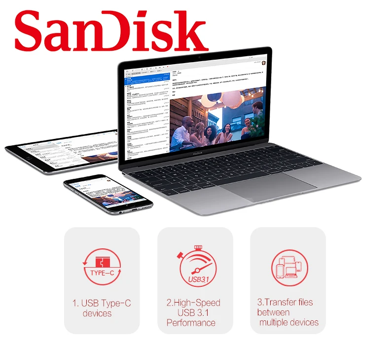 Флеш-накопитель sandisk OTG USB SDDDC2 32 Гб 64 Гб 128 ГБ 150MBS type-C USB3.1 двойной OTG флеш-накопитель USB флеш-накопители