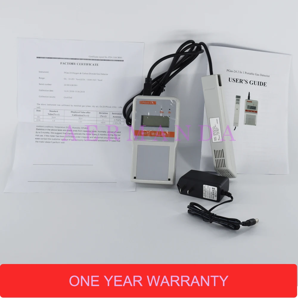 

Portable 2 in 1 gas detector analyzer PGas-24 O2/CO2 Oxygen and Carbon dioxide Alarm Detector