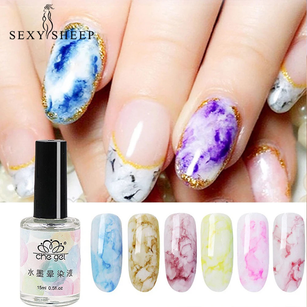 

New Products Watercolors Ink Marble Nail Polish Art Smoke Color Smudge Bubble Armor Color Smudge Nail Gel Art Tool DIY