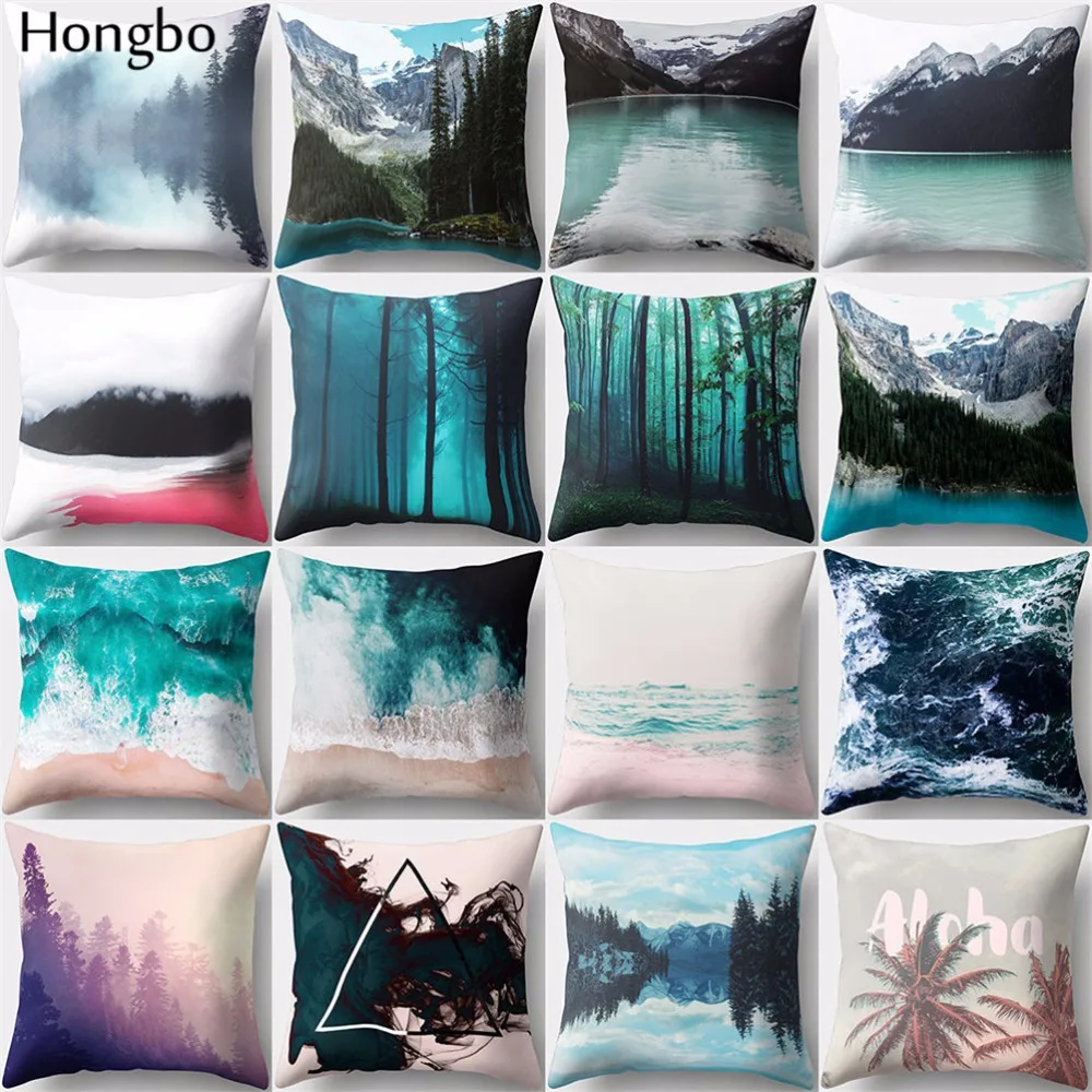 Hongbo 1 шт. цветной чехол для подушки из полиэстера с изображением горного леса|cushion