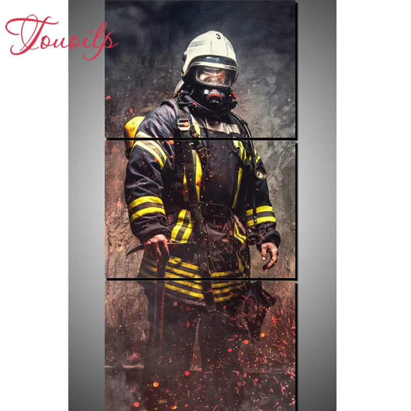 

Triptych Diamond embroidery/Firefighter Man/sammy the fireman/5d diamond painting mosaic pictures of rhinestones cross-stitch 3d