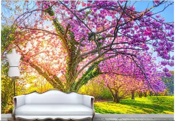 

3d wallpaper custom photo non-woven mural wall sticker Wisteria garden cherry blossoms bloom 3d wall room murals wallpaper