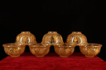

Diameter 9CM, 7Piece/Set Collecting Tibetan Buddhism Eight Treasure Glass Bowls,Old Tibet handmade Temple Decorative bowl