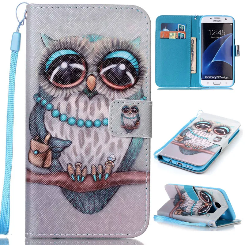 

S7 Edge Case Luxury Painting Flip Wallet Leather For Coque Samsung Galaxy S5 S6 S7 i9600 g9200 Cover Case S6 Edge Phone Cases