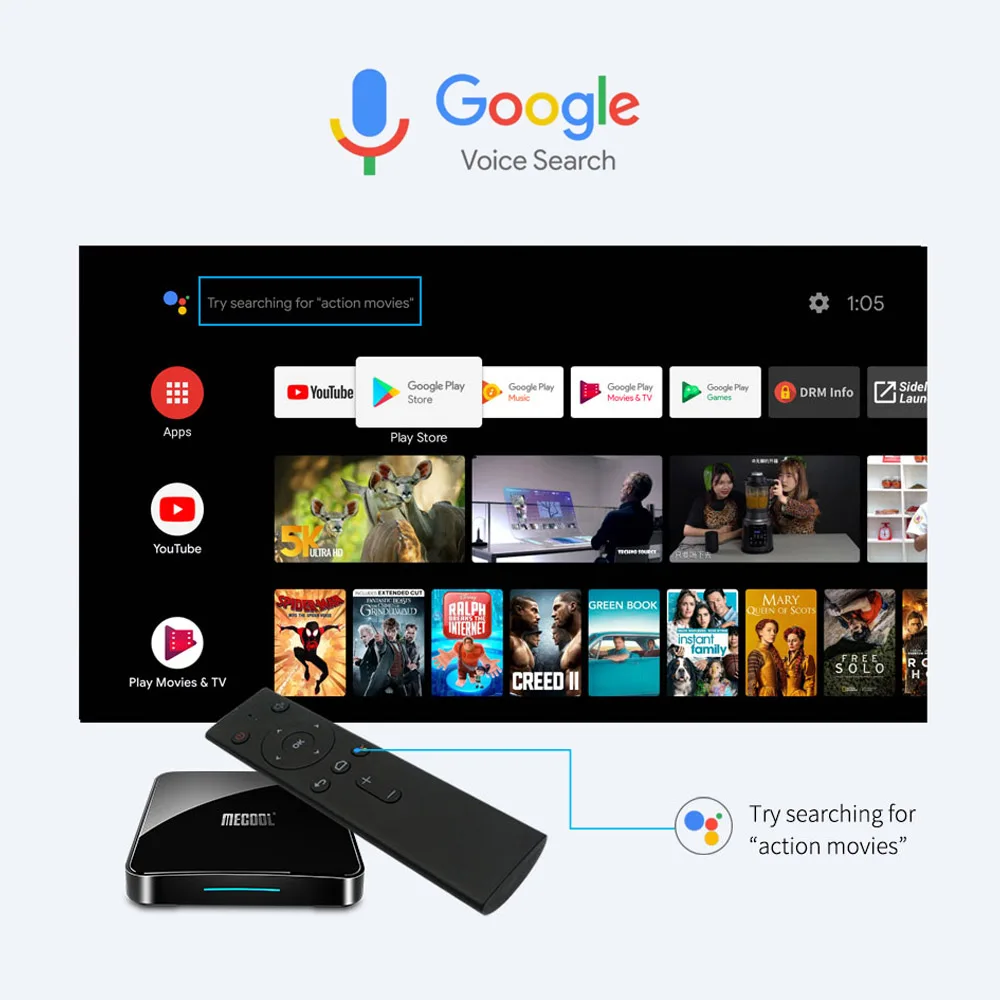 Mecool KM3 ATV التلفزيون مربع الروبوت 9.0 Amlogic S905X2 جوجل معتمد مع صوت التحكم عن بعد 4 K HDR مزدوجة TV Box مزود بواى فاى Mecool KM3 ATV التلفزيون مربع الروبوت 9.0 Amlogic S905X2 جوجل معتمد مع صوت التحكم عن بعد 4 K HDR مزدوجة TV Box مزود بواى فاى
