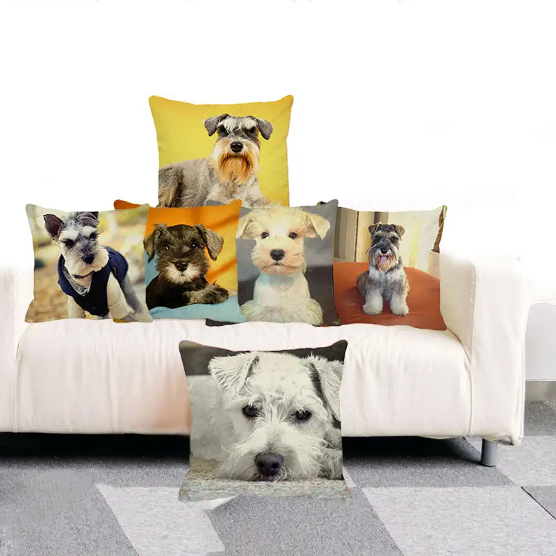 XUNYU милые Чехлы для подушек с животными Schnauzer 45*45 см квадратный чехол подушки