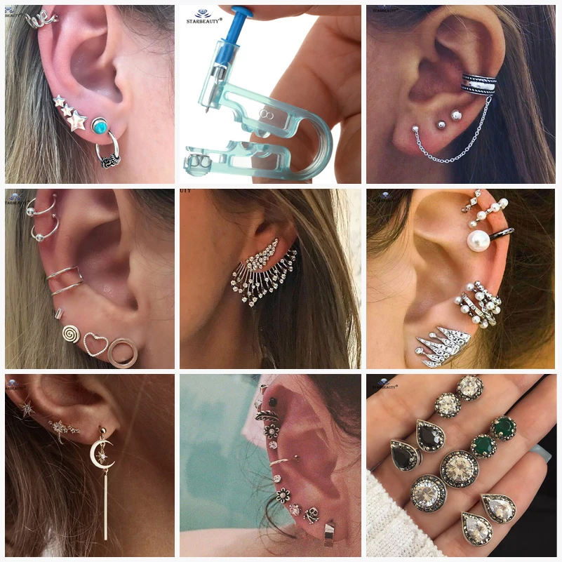 

Starbeauty 1 set Retro Ear Fake Piercing Helix Piercing Tragus Fake Nose Ring Pircing Pearl Earrings Ornament Body Jewelry Tool