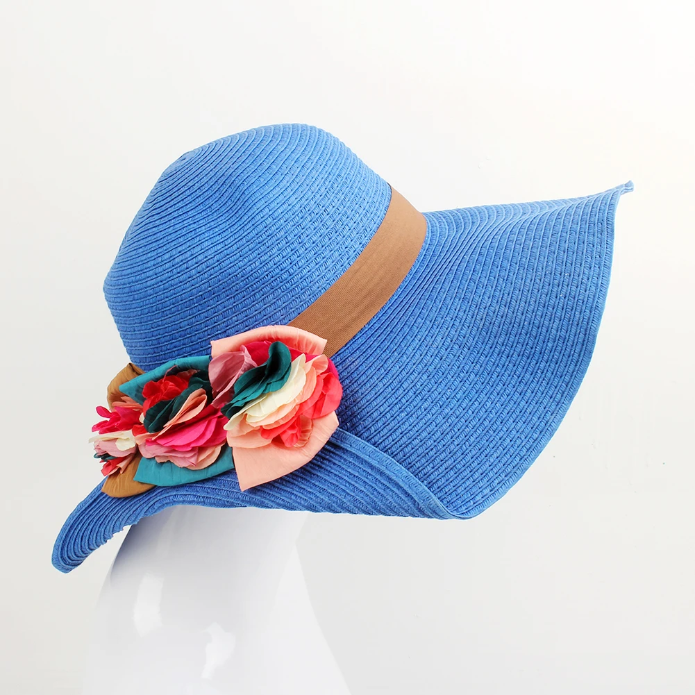 Download Wide Brim Sun Hat for Women Lady Flower Flanging Cap Solid ...