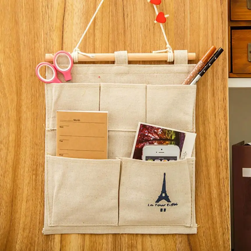 Door Hanging Organizer Decor Cotton Tower Storage Bag 5 pocket Wall
