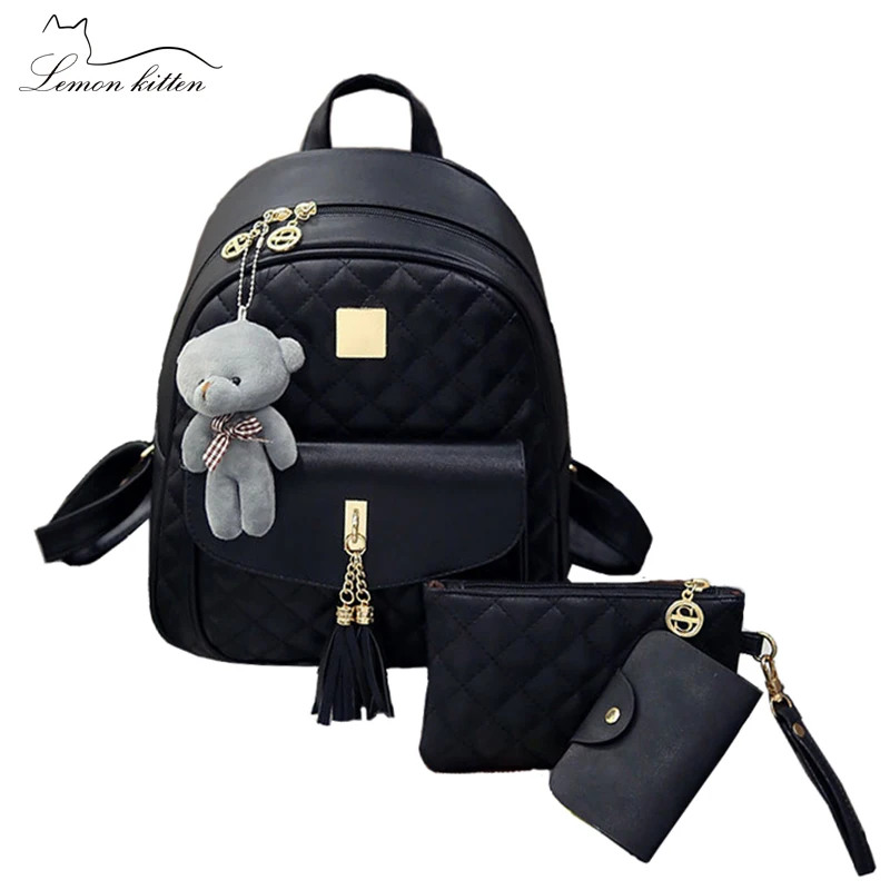 

Fashion Pu 3 set Women Backpack Female Bag Rucksack Mochila Escolar Backpack Female Teengaer Girl Mochila Bagpack Pack Design