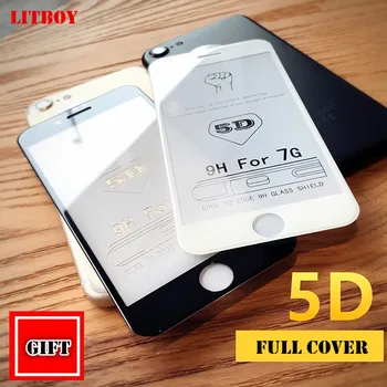 

Litboy New 5D Full Cover Edge Tempered Glass For Iphone 8 7 6 Plus Screen Protector For Iphone 6 6S 7 Plus Film Protection Glass