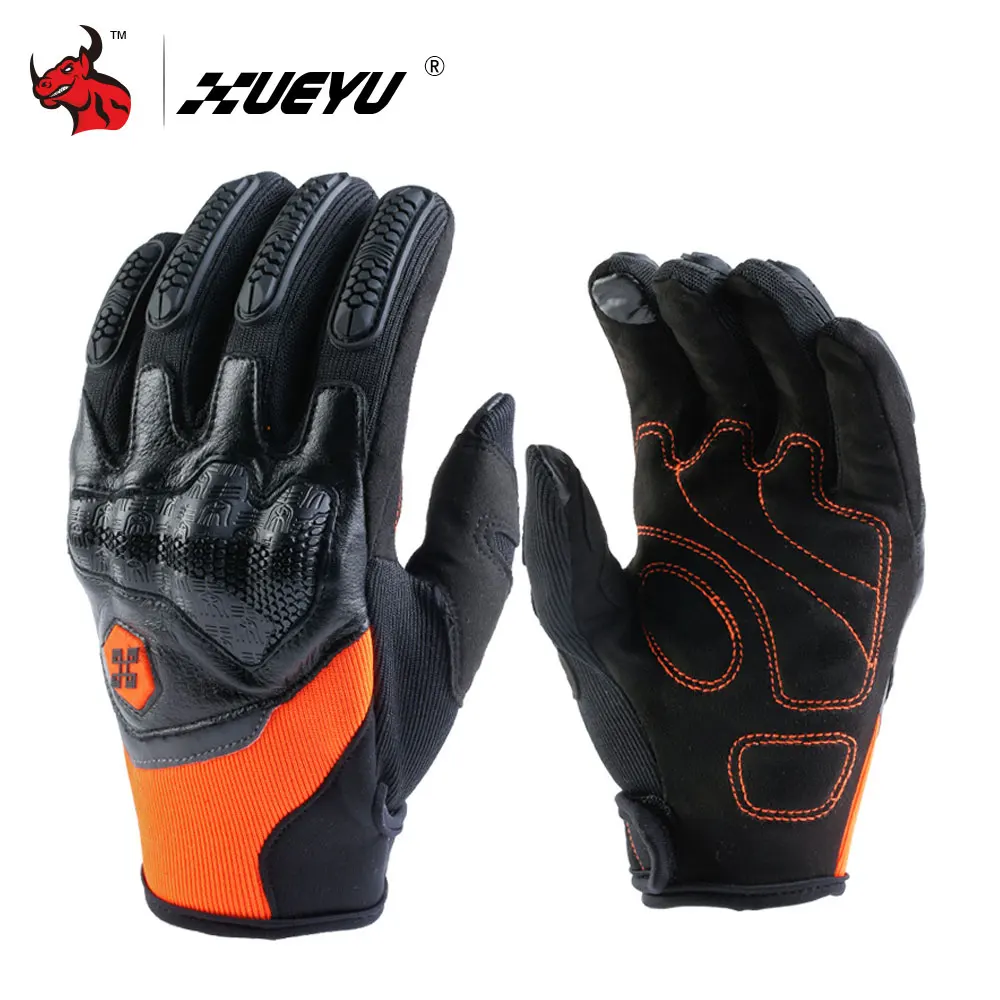 XUEYU мотоциклетные перчатки мото перчатки для мотокросса Мужские Женские внедорожные мотоциклетные перчатки с полным пальцем перчатки с сенсорным экраном Luvas черные - Цвет: Оранжевый