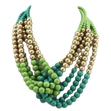 Collares declaración de 2016 de la vendimia de la Moda femenina de Múltiples capas a largo Collar De Cuentas De Madera grande Collares de La Joyería para Las Mujeres