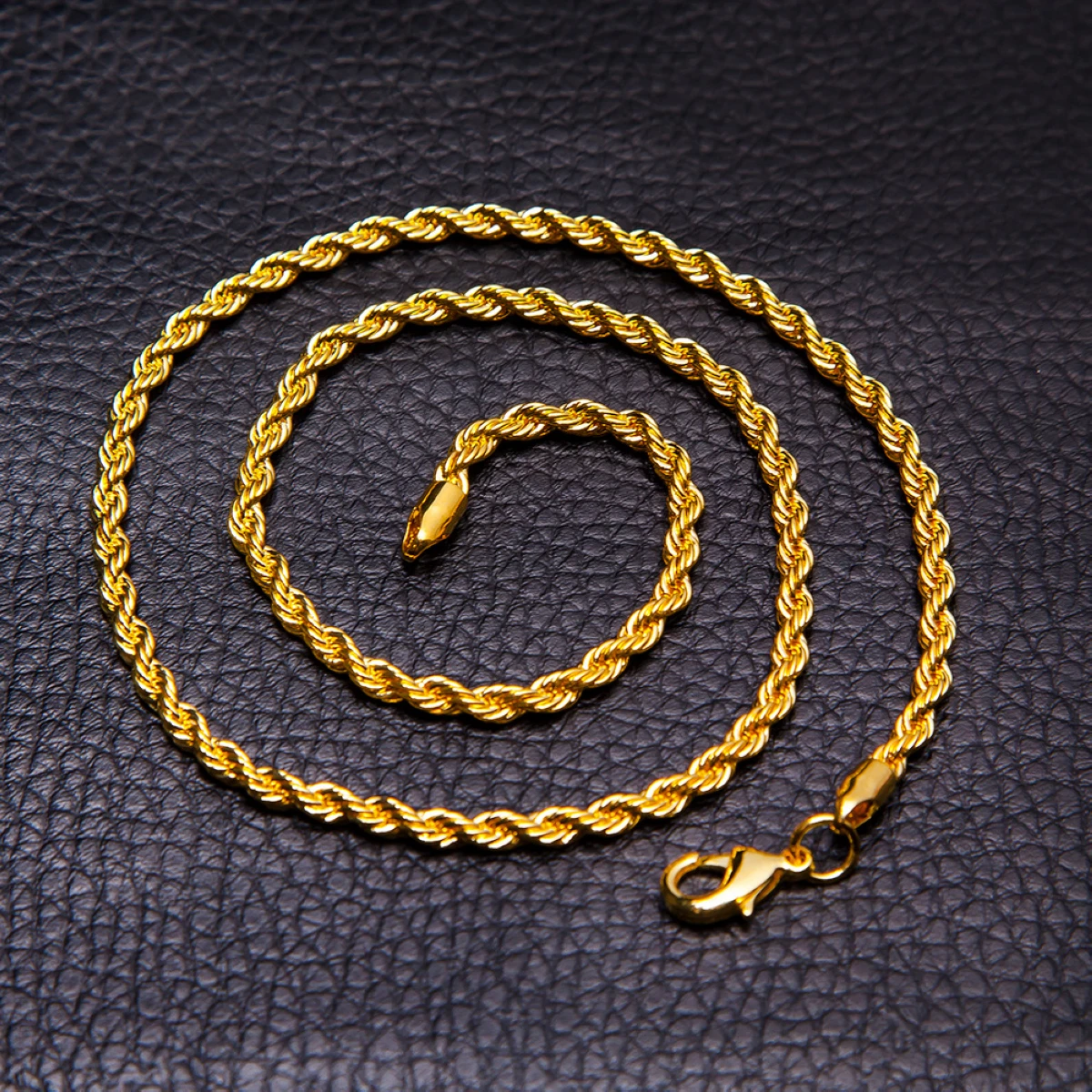 

Classic Unisex Chains Necklaces Shellhard Mens Gold Color Twisted Rope Necklace DIY Chain Jewelry cadenas para hombre 50cm