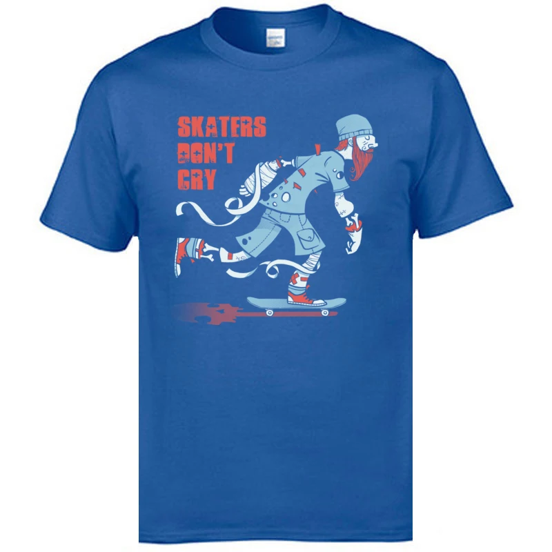 Skaters dont cry 100% Cotton Men's Short Sleeve Tops T Shirt Casual Summer/Autumn T Shirts Casual T-Shirt Designer Round Neck Skaters dont cry blue