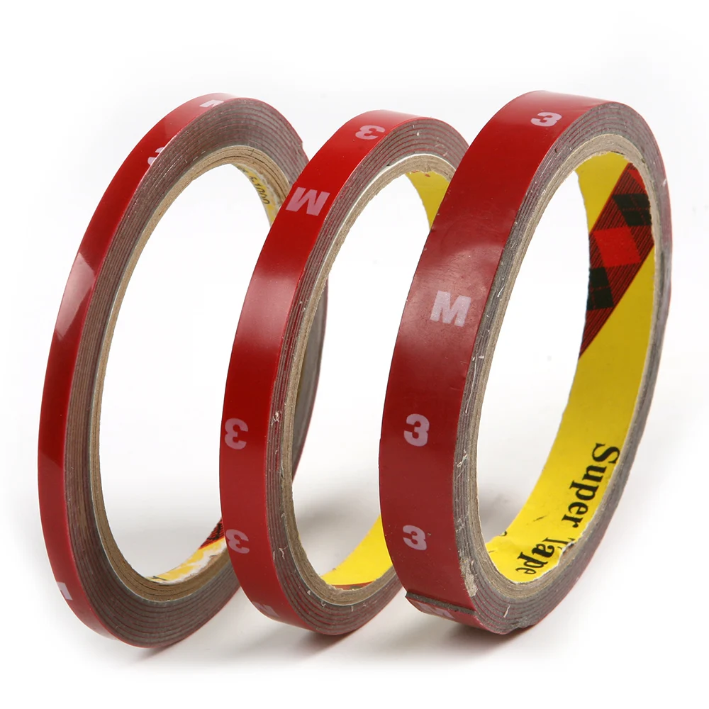High Quality 6Pcs 6/10/15mm Roll Automotive Double Sided Foam Faced Adhesive Tape Red Car Tape