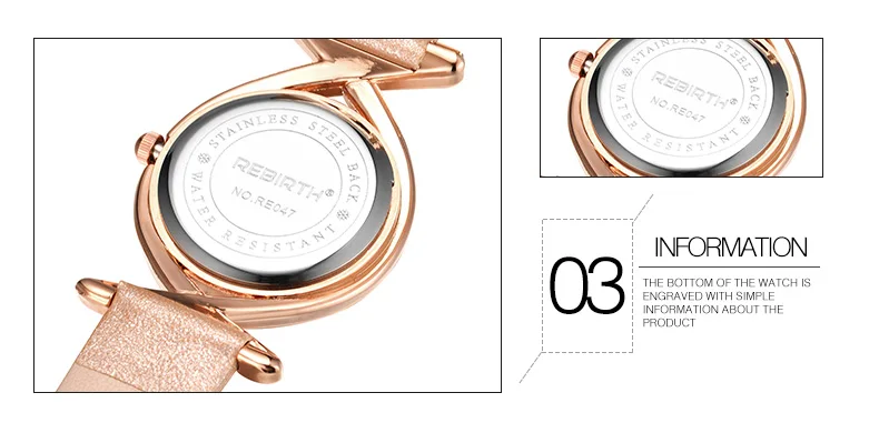 Модный бренд REBIRTH женские кожаные подарочные часы браслет дамские часы римские цифры часы женские relogio feminino saat