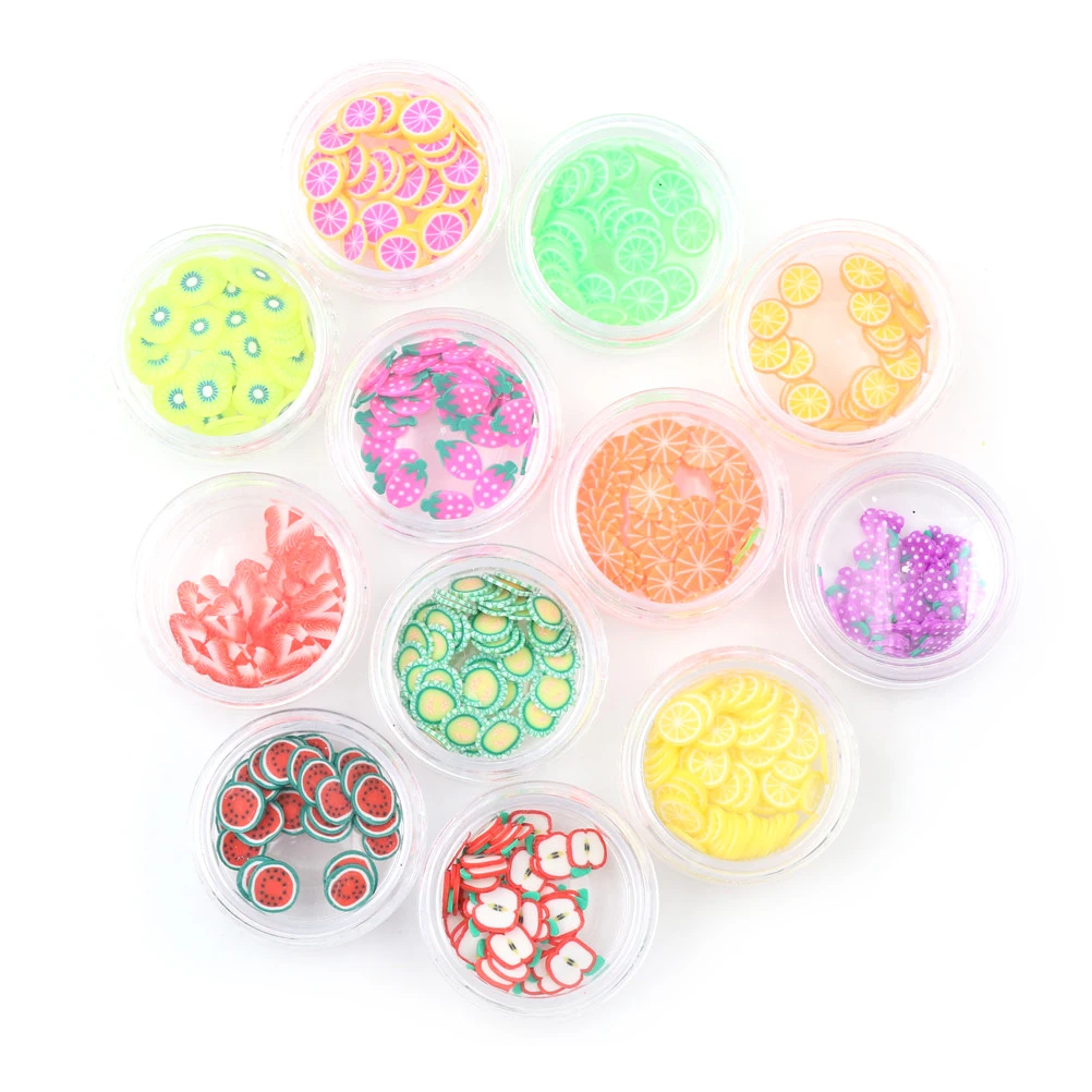 12Colors/Set Clay Toy Fruit Slices Filler For Clear Slime Box Toys For Kids Funny Slime DIY Accessories Supplies Decoration