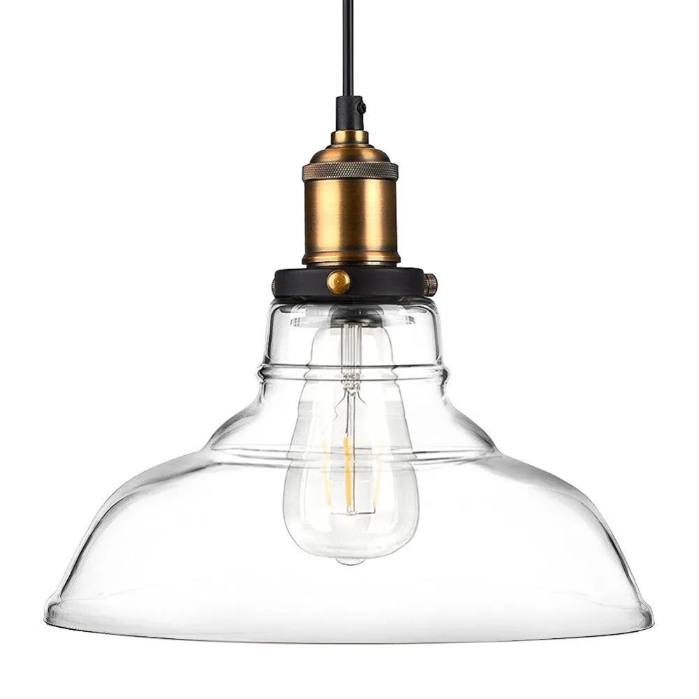 

Vintage Hanging Light , Height Adjustable Glass Pendant Light, Antique Brass Brushed E27, Perfect for Kitchen,Dining Room