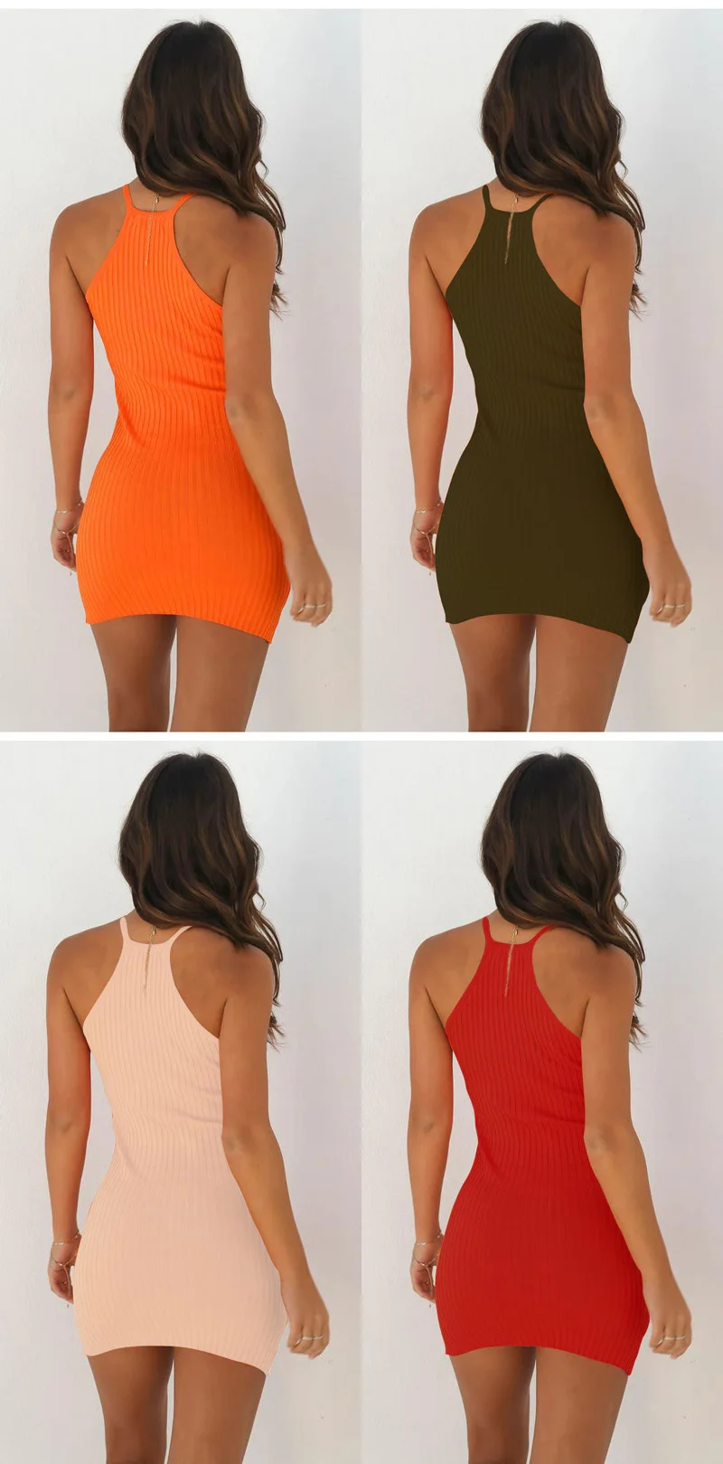 Fashion Women Sexy Backless Basic Dresses Vestidos Bodycon Dress Strap Solid Dress Sling Sleeveless Holiday Party Mini Dress bridesmaid dresses