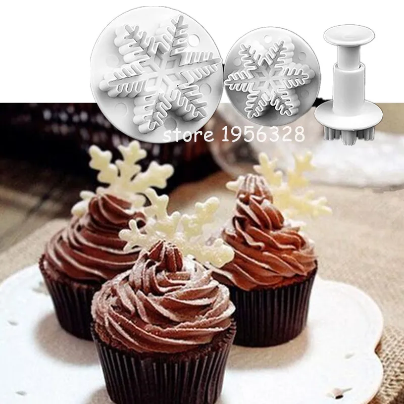 3PCS Lot Snowflake Fondant Cutters DIY Cake Decorating