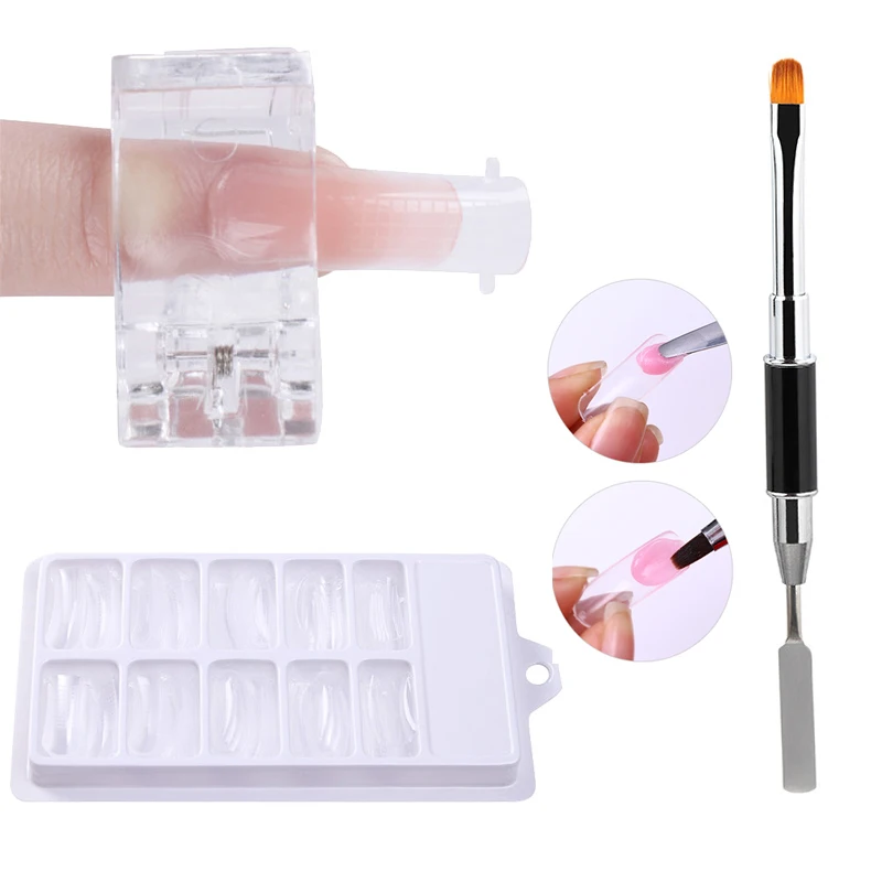 New Quick Building Mold Tips Nail Dual Brush Finger Extension Nail Art