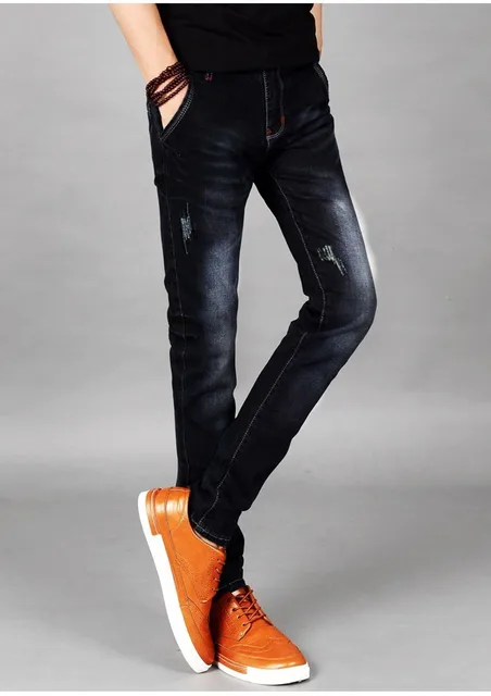 [EL BARCO] Denim Algodão quente Homens Jeans Arranhado Respirável Macio