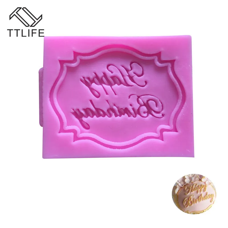 

TTLIFE Happy Birthday English Letter Silicone Mold Fondant Cake Decorating DIY Tools Chocolate Pastry Confeitaria Baking Moulds