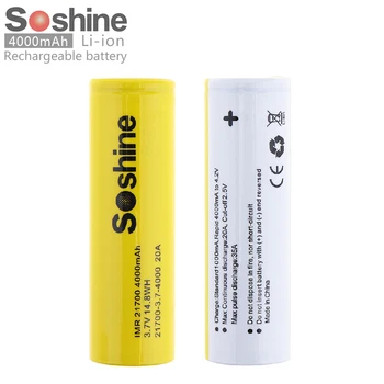 

2Pcs Soshine IMR 21700 3.7V 14.8WH 20A 4000mAh Li-ion Rechargeable Battery with Safety Relief Valve for Electric Tool / Headlamp