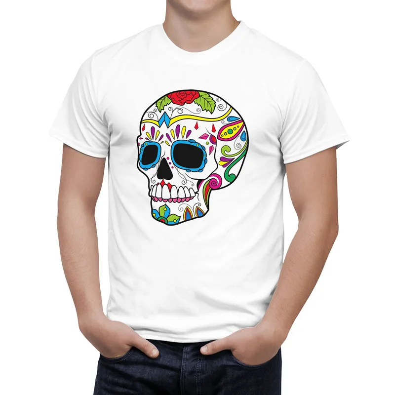 

2016 New Women/Men Summer Color Flower Skull Head Printed 3d T shirt Cool Tops Fashion Novelty Tees B0123