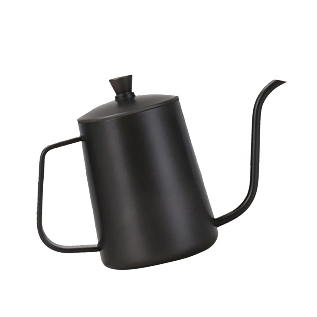 Coffee Stainless Steel Moka Kettle Coffee Kettle Drip Tea Pot Teaware 600ml BLK Retro Kitchen Cafe Teapots