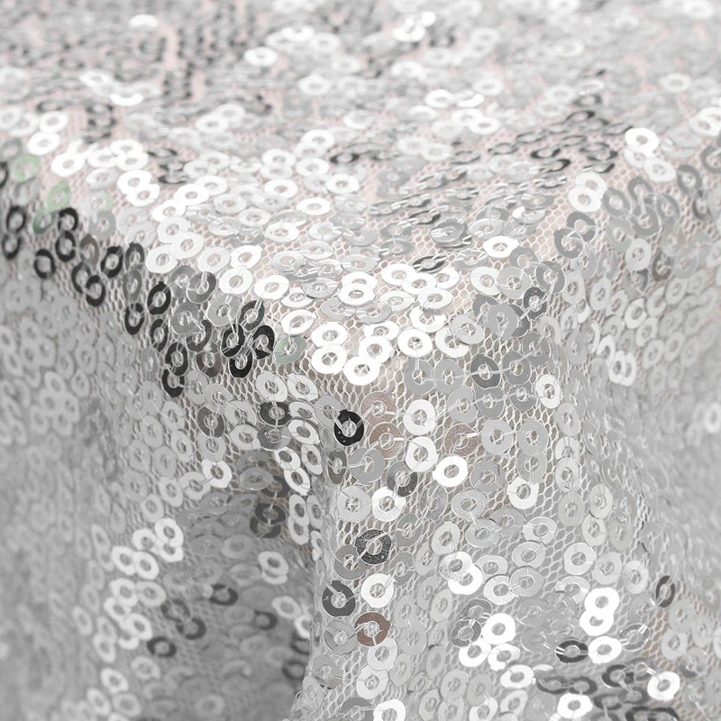 Mayitr 30 x 183 cm Silver Sparkly Sequin Tablecloth Banquet Background Wedding Party