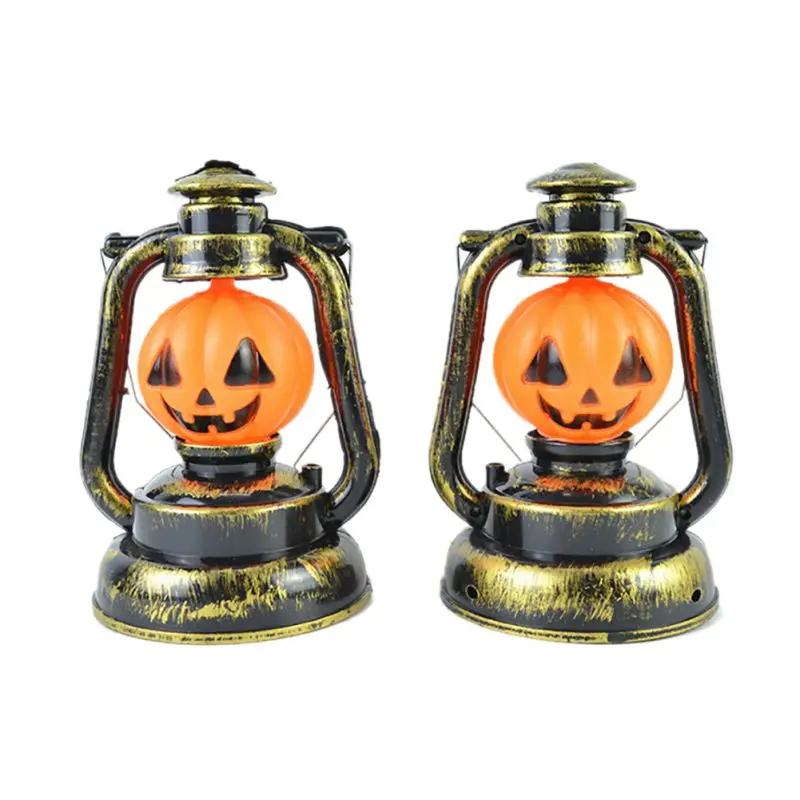 

New Vintage Portable Desktop Halloween Night Light Horse Oil Lamp Scream And Flash Witch Pumpkin Lamp