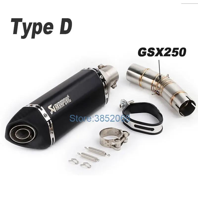 Motocicleta modificada coche deportivo GSX250R medio de conexión pequeña Hexagonal doble Nuzzle Akrapovic Escape tubo Moto Escape