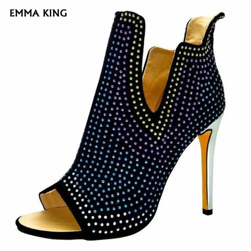 

New Summer Women Pumps Sexy Thin High Heels Fashion Crystal Open Toe Wedding Black Sandalias Mujer 2019 Party Shoes Woman