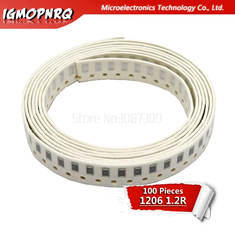 

100PCS 1206 SMD Resistor 5% 1.2 ohm chip resistor 0.25W 1/4W 1.2R 1R2