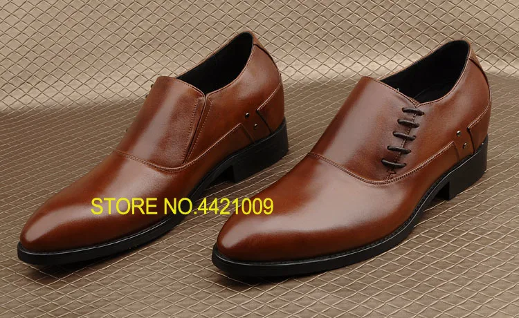 

Man Italy Derby Oxfords Wedding Fashion Spring Autumn Male Real Leather Business Shoes 2018 Height Increase Side Lace up Shoes