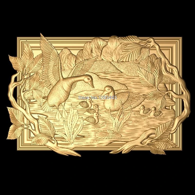 3d модель panno utki STL формат Уточки 3D для ЧПУ в формате STL|3d model relief|3d relief modelfor cnc |