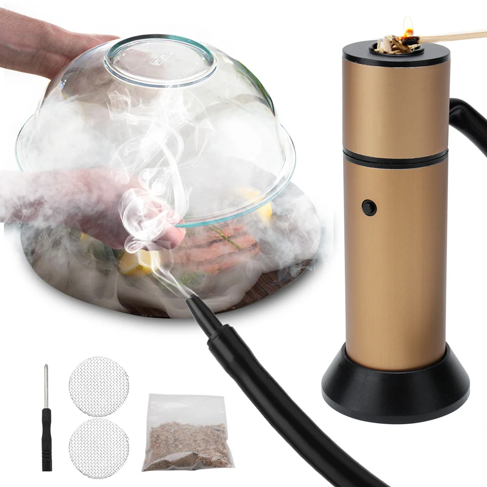 BORUiT Hot Food Smoke Generator Portable Molecular Cuisine Smoking Gun Meat Burn For BBQ Grill Wood Chips Picnic