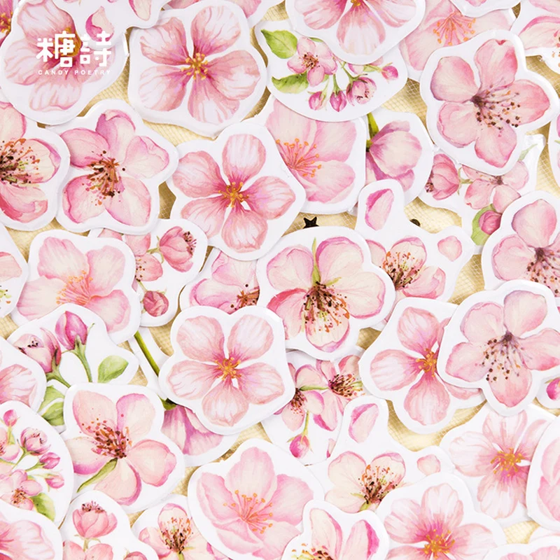 

100 pcs/lot Dream Pink Cherry blossoms petal mini paper sticker decoration stickers DIY diary scrapbooking planner label sticker