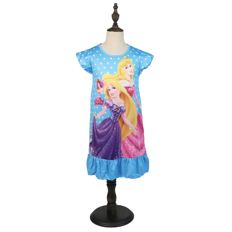Новинка года; запутанные детские летние платья пижамы для маленьких девочек хлопковая Ночная сорочка с Рапунцель для девочек; домашняя одежда для сна для девочек - Цвет: Синий
