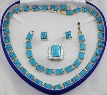 

bridal Woman's Jewellery AAA Turquoise necklace bracelet ring earring set 5.23