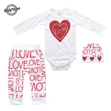 Детская одежда для новорожденных с изображением сказок комбинезон с длинными рукавами и сердечком для маленьких девочек+ штаны+ шапка, комплект одежды для малышей из 3 предметов, Одежда для новорожденных, подарок