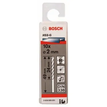 

BOSCH 2608595051 for metal Drill HSS-G DIN338 2,0x24x49 10uds