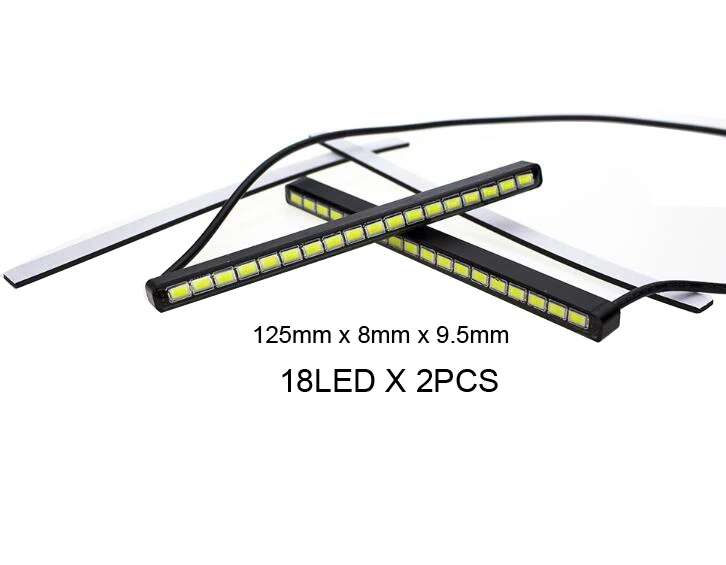 2 шт. 18 светодиодный 24 светодиодный 30 светодиодный из нержавеющей стали водонепроницаемый ультра-тонкий COB Светодиодный дневной ходовой светильник DIY DRL противотуманная автомобильная лампа источник BB - Цвет: 18 LED