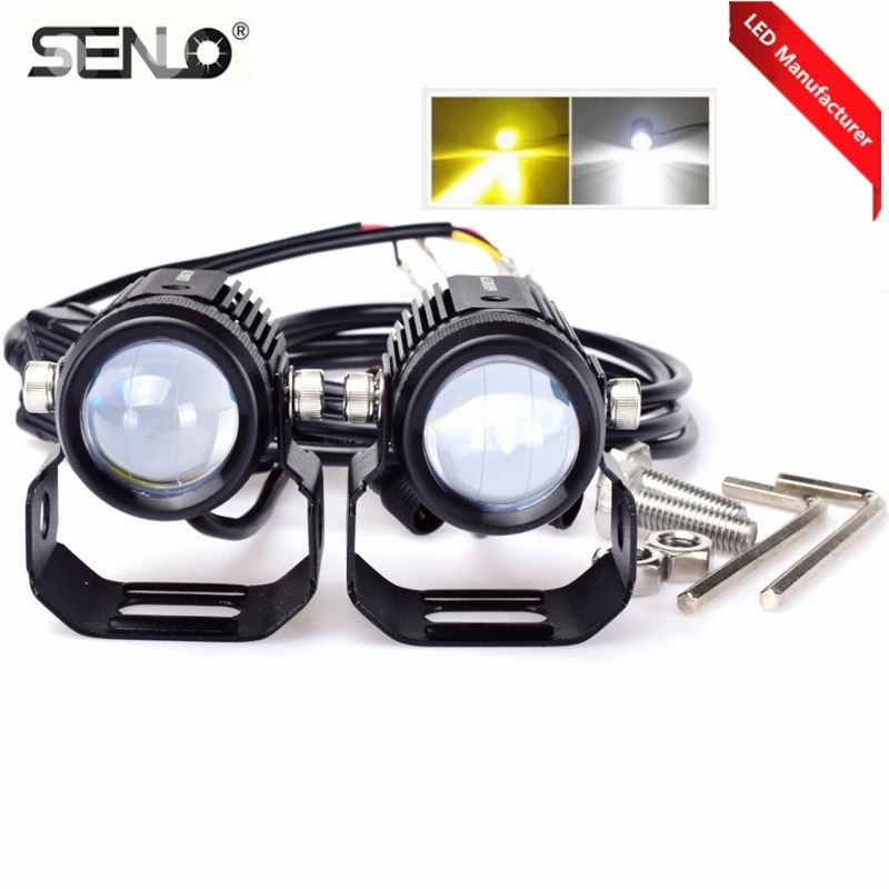 

2019 Updated Led Headlight Work Fog Light 15W 24V Dual Color High Beam for BA20D H4 T19 Moto ATV SUV Jeep Tractor Yacht Truck M1